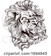 Poster, Art Print Of Lion Roaring Illustration