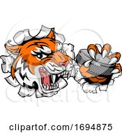 Poster, Art Print Of Tiger Ice Hockey Player Animal Sports Mascot