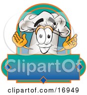 Poster, Art Print Of Chefs Hat Mascot Cartoon Character Over A Blank Label