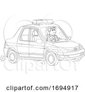 Poster, Art Print Of Poilce Officer Driving A Cruiser