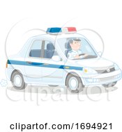 Poster, Art Print Of Police Officer Driving A Cruiser