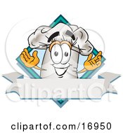 Poster, Art Print Of Chefs Hat Mascot Cartoon Character Over A Blank Banner