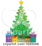Poster, Art Print Of Christmas Tree Character With Gifts