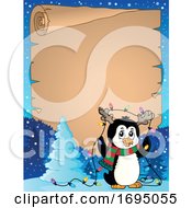 Christmas Penguin Parchment Border