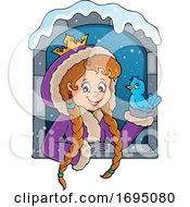 Winter Princess Holding A Bird by visekart