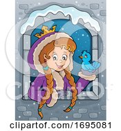 Poster, Art Print Of Winter Princess Holding A Bird