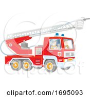 Poster, Art Print Of Firemen In A Fire Truck