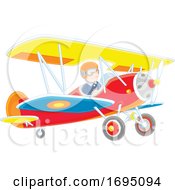 Poster, Art Print Of Male Pilot In A Plane