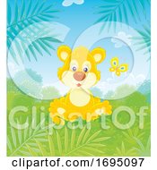 Poster, Art Print Of Lion Cub And Butterfly