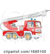Poster, Art Print Of Firemen In A Fire Truck