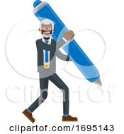 Poster, Art Print Of Mature Black Business Man Holding Pen Concept