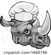 Poster, Art Print Of Rhino Chef Mascot Cartoon Character