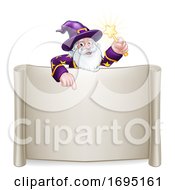 Wizard Cartoon Character Scroll Sign