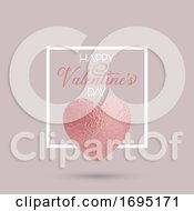 Poster, Art Print Of Elegant Valentines Day Background With Rose Gold Heart In White Frame