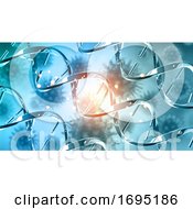 Poster, Art Print Of 3d Medical Background With Abstract Dna Strands
