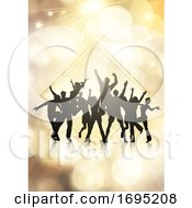 Poster, Art Print Of Party Crowd On A Gold Bokeh Lights Background