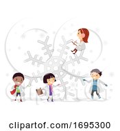 Poster, Art Print Of Stickman Kids Snowflakes Science Experiment