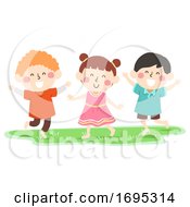 Kids Barefoot Grass Illustration