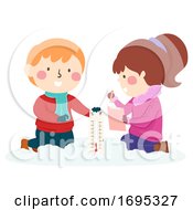 Poster, Art Print Of Kids Experiment Thermometer Winter Illustration