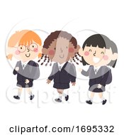 Poster, Art Print Of Kids Girls School Uniform Illustration