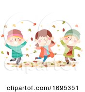Poster, Art Print Of Kids Autumn Leaves Fall Illustration
