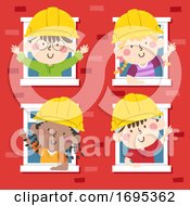 Poster, Art Print Of Kids Construction Engineers Building Illustration