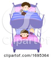 Poster, Art Print Of Kids Double Deck Bed Illustration