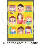 Poster, Art Print Of Kids Teacher Tab Online Study Illustration