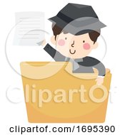 Kid Boy Black Hat Hacker Folder Illustration