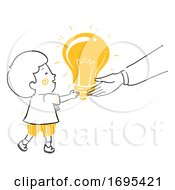 Kid Boy Adult Give Idea Illustration