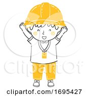 Poster, Art Print Of Kid Boy Engineer Happy Illustration