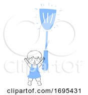 Poster, Art Print Of Kid Boy Hold Spatula Illustration