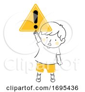 Poster, Art Print Of Kid Boy Safety Symbol Caution Illustration