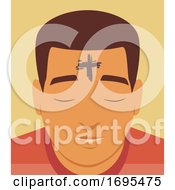 Poster, Art Print Of Man Cross Forehead Ash Wednesday Illustration
