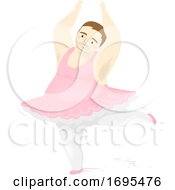 Man Fat Ballet Pose Illustration