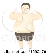 Poster, Art Print Of Man Fat Hairy Flex Arm Illustration