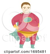 Poster, Art Print Of Man Fat Superhero Costume Illustration