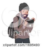 Man Homeless Empty Wallet Illustration
