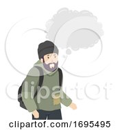 Poster, Art Print Of Man Homeless Thinking Cloud Illustration