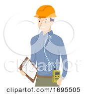 Poster, Art Print Of Man Worker Personal Air Sampling Illustration