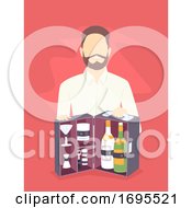 Poster, Art Print Of Man Travel Bar Bag Illustration
