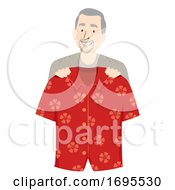 Poster, Art Print Of Senior Man Summer Party Outfit Illustration