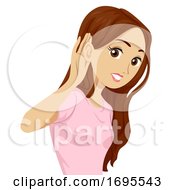 Poster, Art Print Of Teen Girl Ear Hear Listen Illustration