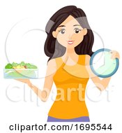 Poster, Art Print Of Teen Girl Food Clock Intermittent Fasting