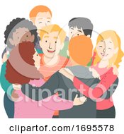 Teens Group Hug Illustration
