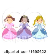 Poster, Art Print Of Stickman Kids Girls Princesses Illustration