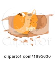Cat Box Biting Illustration