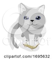 Poster, Art Print Of Cat Pet Gift Lizard Illustration