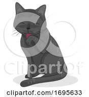 Cat Pet Self Grooming Illustration