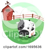 Poster, Art Print Of Cow Shed Grass Illustration